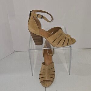 1.STATE Nallay Tan Suede Block Heel Sandals Ankle Strap Womens 8M 1S-NALLAY